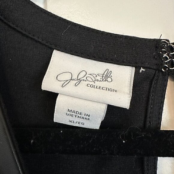 Jaclyn Smith monochromatic short sleeve animal print black white blouse XL - Picture 4 of 9